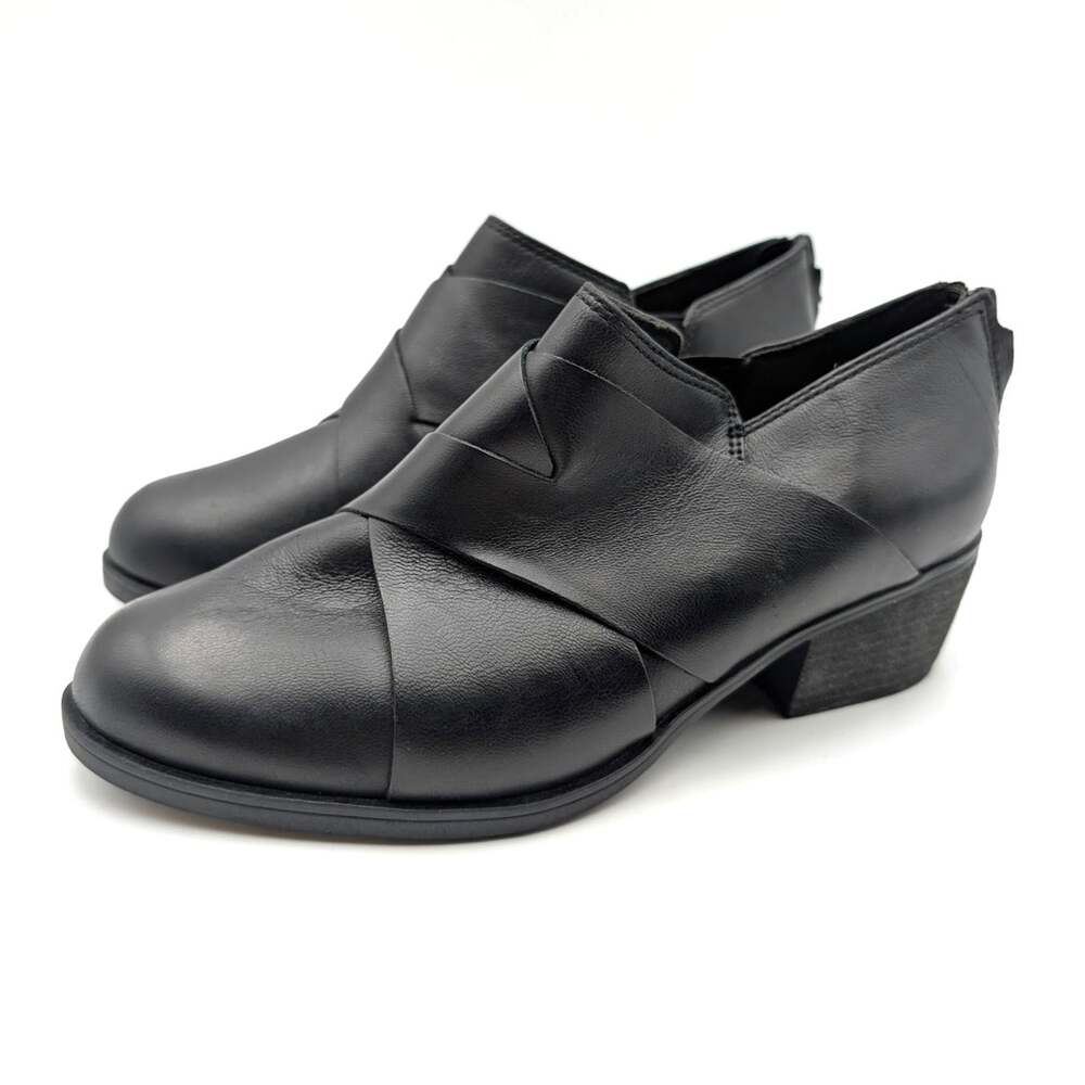 Clarks Charlten Gema Bootie Back Zip Women's Black Leather Size US7.5W EU38